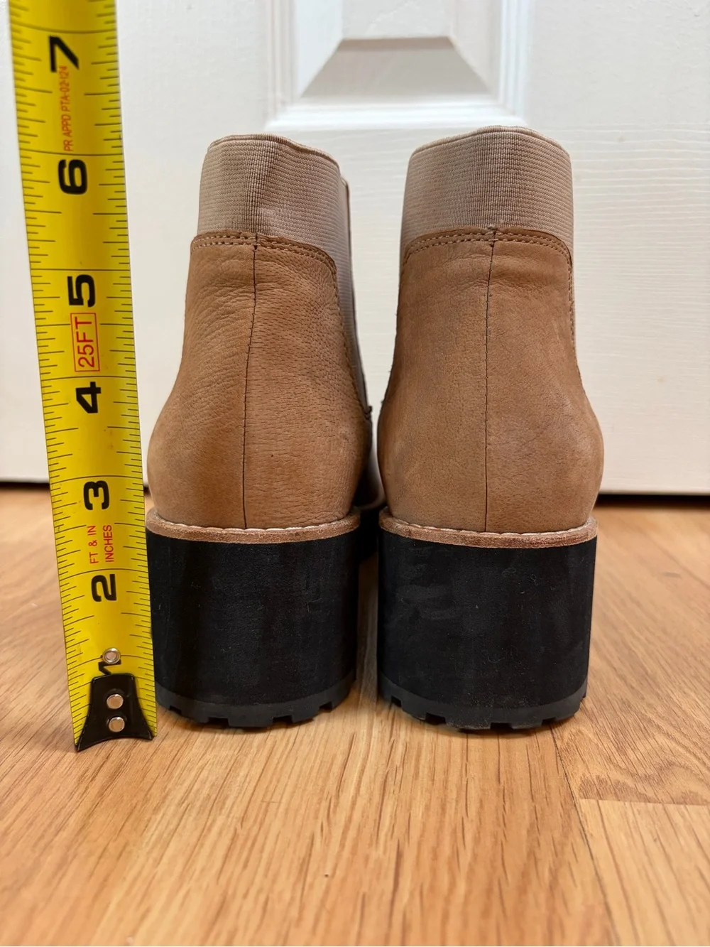 Eileen Fisher Tan Suede with Black Lug  Sole Jessa Chelsea Boot Size 8